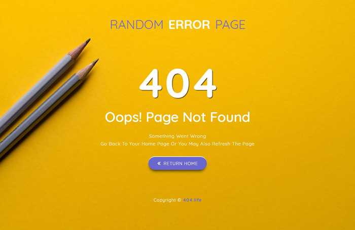 自适应铅笔黄色404页面模板